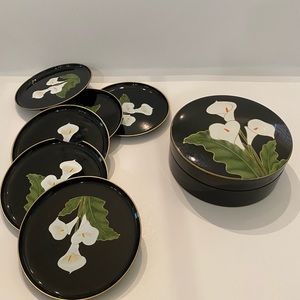 Vintage Otagiri Calla Lilly Coaster Set